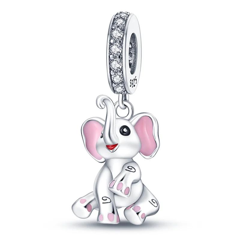 925 Silver Cute Fashion Lipstick High Heels Bag Charms Cartoon Pink Beads Pendant Fit Bracelet Jewelry Gift For Women