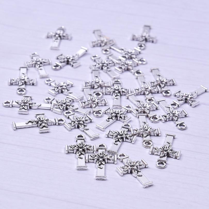 5pcs Silver Color Cross Pendant For Women Men Accessories Crosses Charm Handmade Earring Necklace Anklet Supplies Christ Pendant