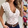 V-Neck Sexy Sheer Lace Women's Summer Top