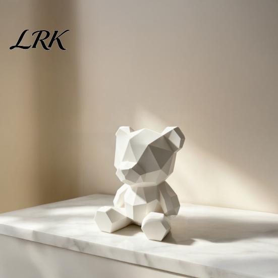 Unique DIY Art Project Polygon Bear Statue, Hand-Paint 3D Printed Ornament, Poly Geometric Fine Texture Craft Ornament Nordic Style Sculpture,