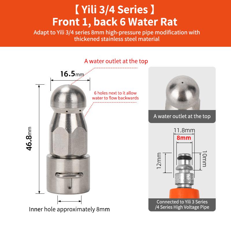 Pressure Washer Sewer Nozzle Drain Cleaning Nozzle Tips For Karcher K Series/Lavor Hose Sewer Cleaning Tool