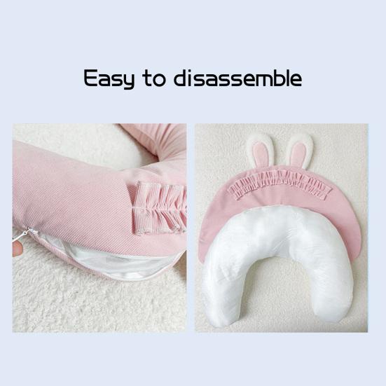 Cat Dog Neck Pillow U-shaped Cute Rabbit Ears Soft Rebound Smooth Zipper Pet Neck Support Washable Pet Pillow