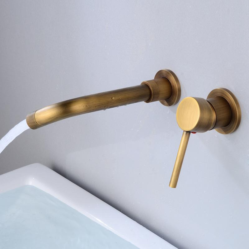 Modern Brass Wall Mounted Bathroom Basin Faucet Wall Sink Swivel Spout Bathtub Mixer Tap Crane Antique Bronze Finished