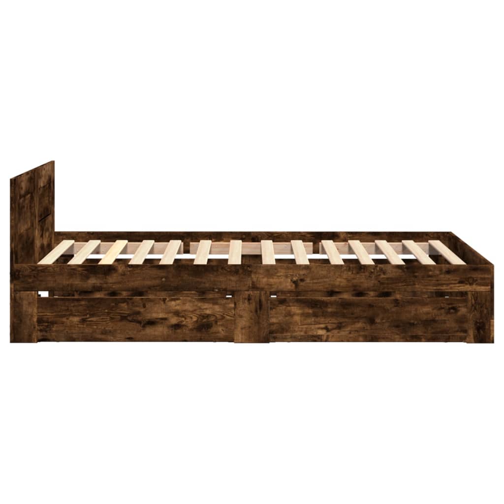 Bed Frame with Headboard Smoked Oak 75 x 190 cm Engineered Wood