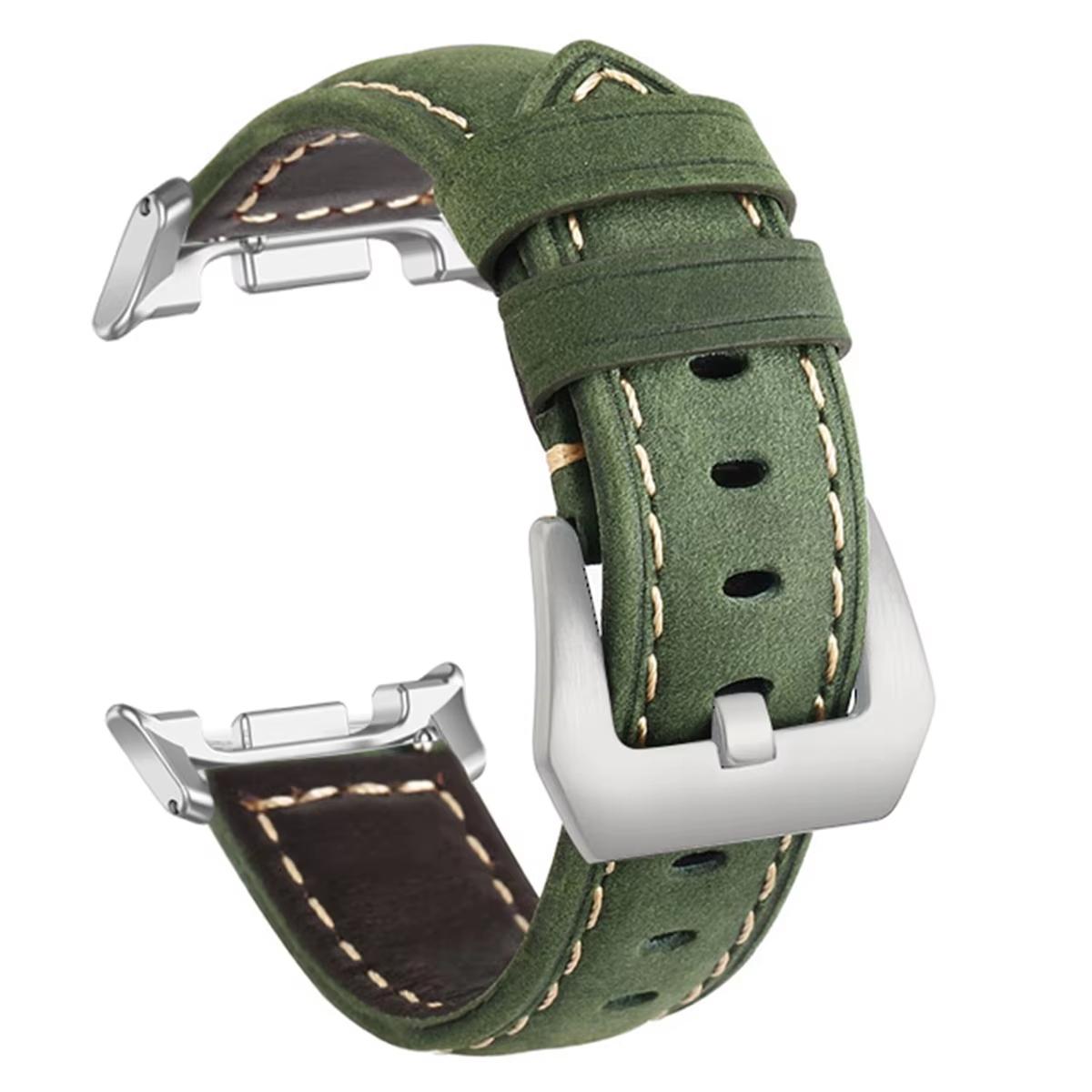 Lederarmband für Samsung Galaxy Watch 8 44mm 40mm Lückenloses Ersatzarmband Galaxy Watch 8/8 Classic 46mm Armband Zubehör Galaxy Watch 8 40mm grün