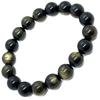 Gold Obsidian Power Stone Prayer Natural Protection from Good Luck [hibikurasu] Bracelet, Beads, Obsidian, Gold, Evil, Misfortune, Decisiveness,