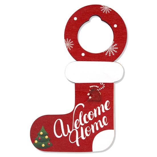 Weihnachten Holz Türklinke Strumpf Dekor Dekoration Weihnachtsmann Schneemann Urlaub Türgriff Aufhänger Anhänger Party