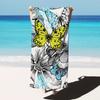 Vibrant Yellow Blue Butterfly Print Beach Towel, Soft Quick Dry Oversized Bath Towel, Boho Aesthetic Summer Accessory 1pcs