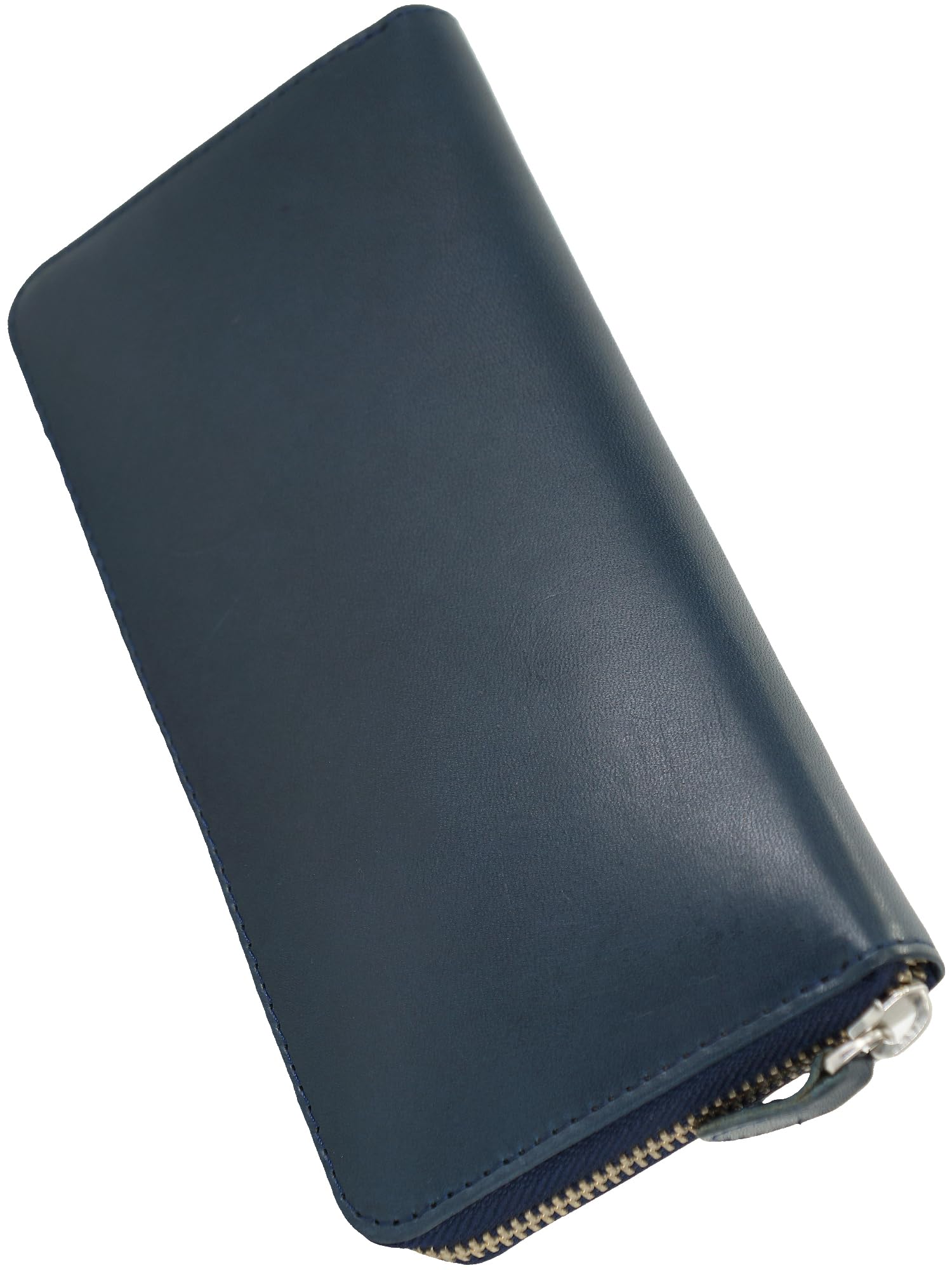 

Темно-синій гаманець з шкіри Точігі та Хімедзі для чоловіків і Натуральна шкіра корови з круглою блискавкою для монет і карток Великий і тонкий з відділеннями для карток і