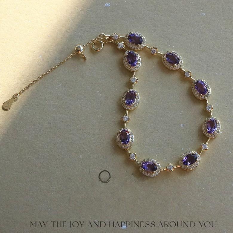 

Niche Retro High-End Temperament Purple Crystal Gemstone Bracelet Women S Nine Purple Fire Lucky Jewelry New