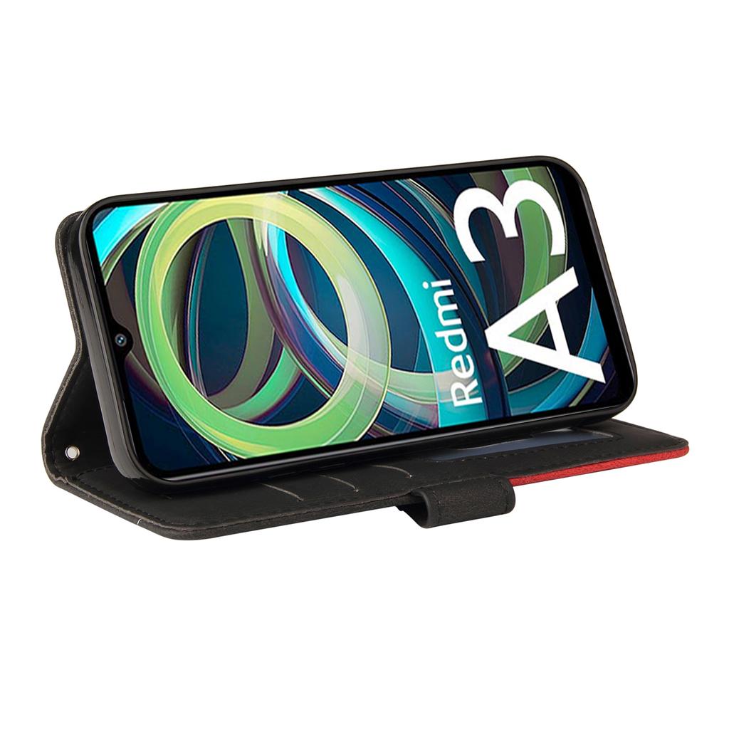 For Xiaomi Redmi A3/Poco C61 4G Leather Case Wallet Stand Color Splicing Phone Cover