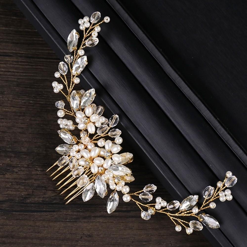 Jewelry Bridal Headpiece Flower Rhinestone Hairpin Temperament Pearl Hair Combs Wedding Ceremony