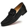 Cross-Border Embossed Leather Slip-On Loafers - Casual Flat Driving Shoes