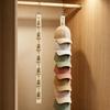 Portable 7 Clips Wardrobe Hat Rack Space Saving with Hook Wardrobe Hat Hanging Rope Hat Hanger Hat