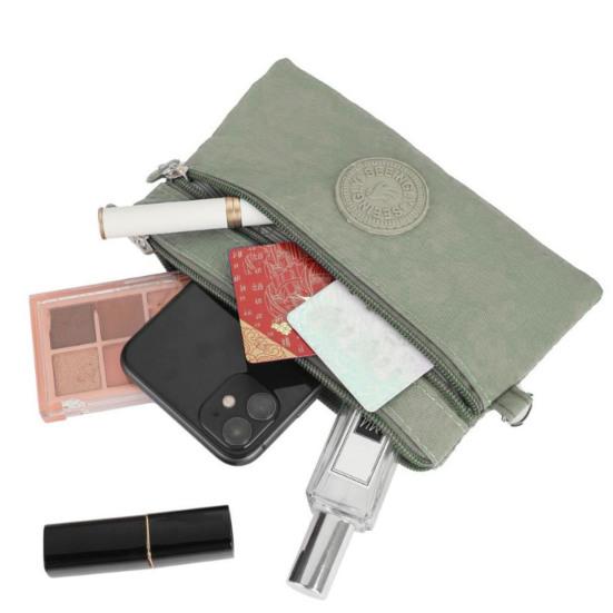 Coin Purse Smooth Zipper Multiple Compartments Small Wallet Minimalist Design Keys Cards Mobile Phone Pouch