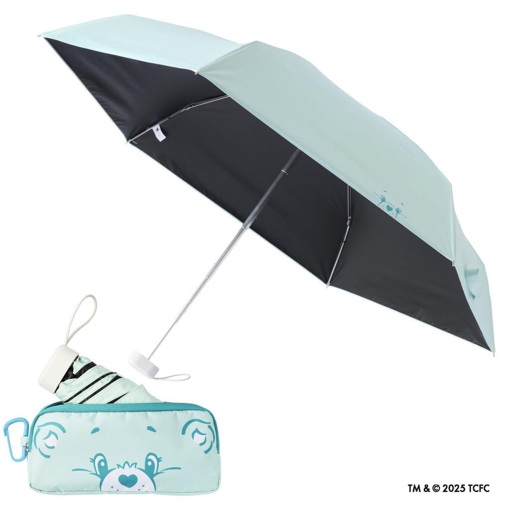 Moonbat CARE Compact Folding Parasol with Heat and Light UV Suitable for Sun and Includes Carabiner and WISH Mint Green BEARS™ (Care Bear™) Blocking,