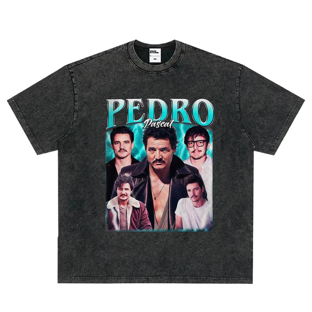 2026 Hot Sale Actor Pedro Pascal Fans Gift Graphic T Shirt Vintage Washed Pedro Pascal T-shirts Men Women Hip Hop Punk Streetwear Oversized Tshirt
