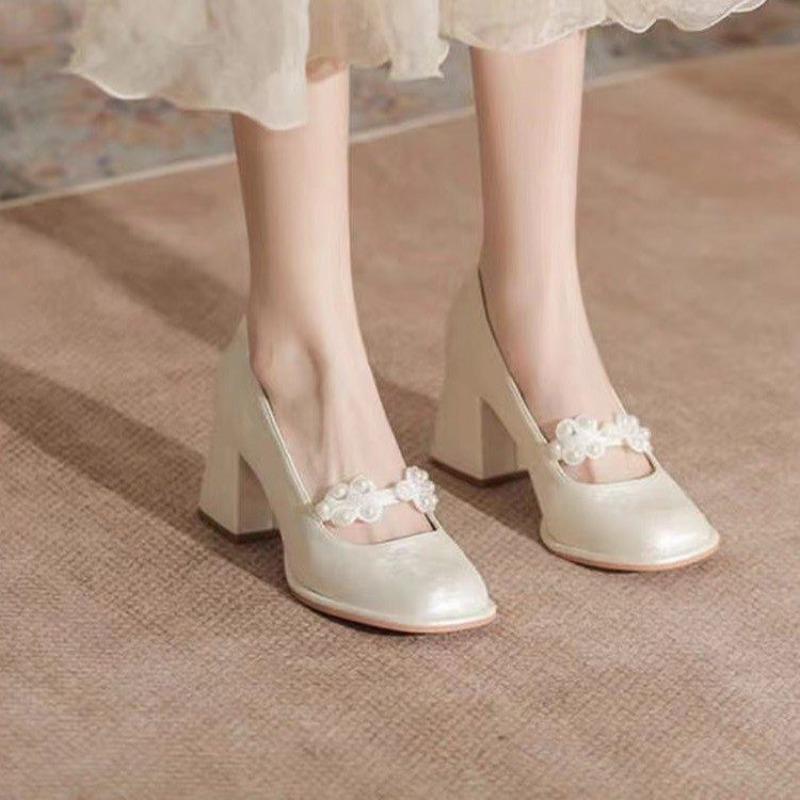 Hot Selling 2025 French Style Heels Branded Pumps Bridal Shoes Mary Jane Sandals Ladies Sweet Comfortable Fashion Bride Retro