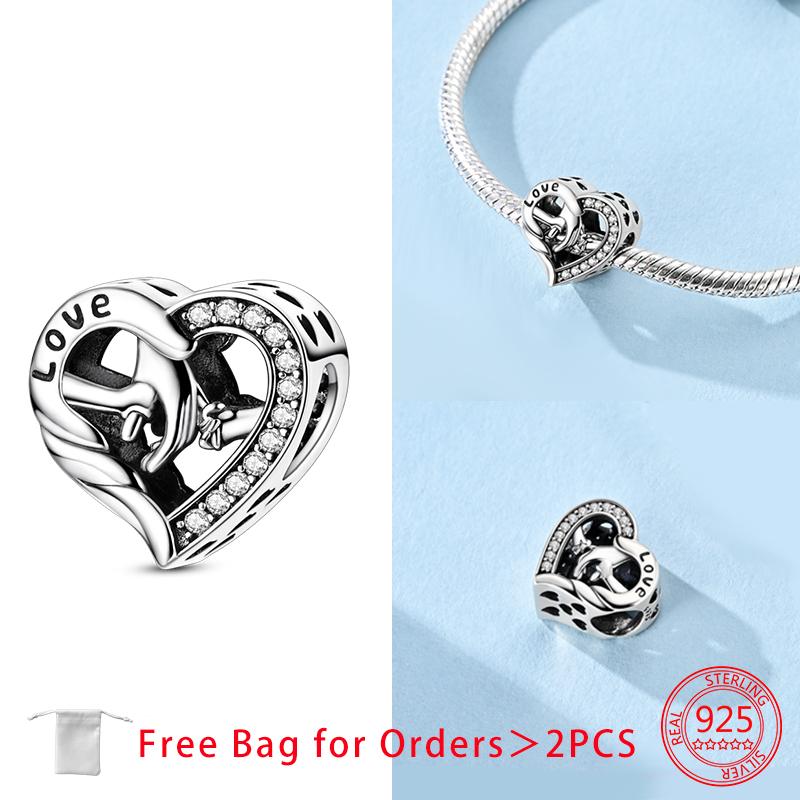Original Blue Heart-Shaped Charms Rocket Pilot Bow Beads Copper Pendants Fit Bracelet Women Diy Jewelry Making Fine Gift