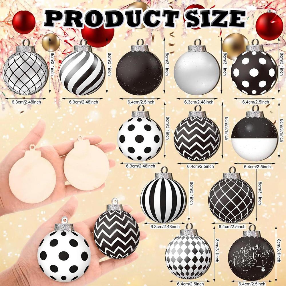 Christmas Balls Ornaments Funny 12x Wooden Christmas Tree Balls Decoration Decorative Ball Ornament 2D Shatterproof Christmas