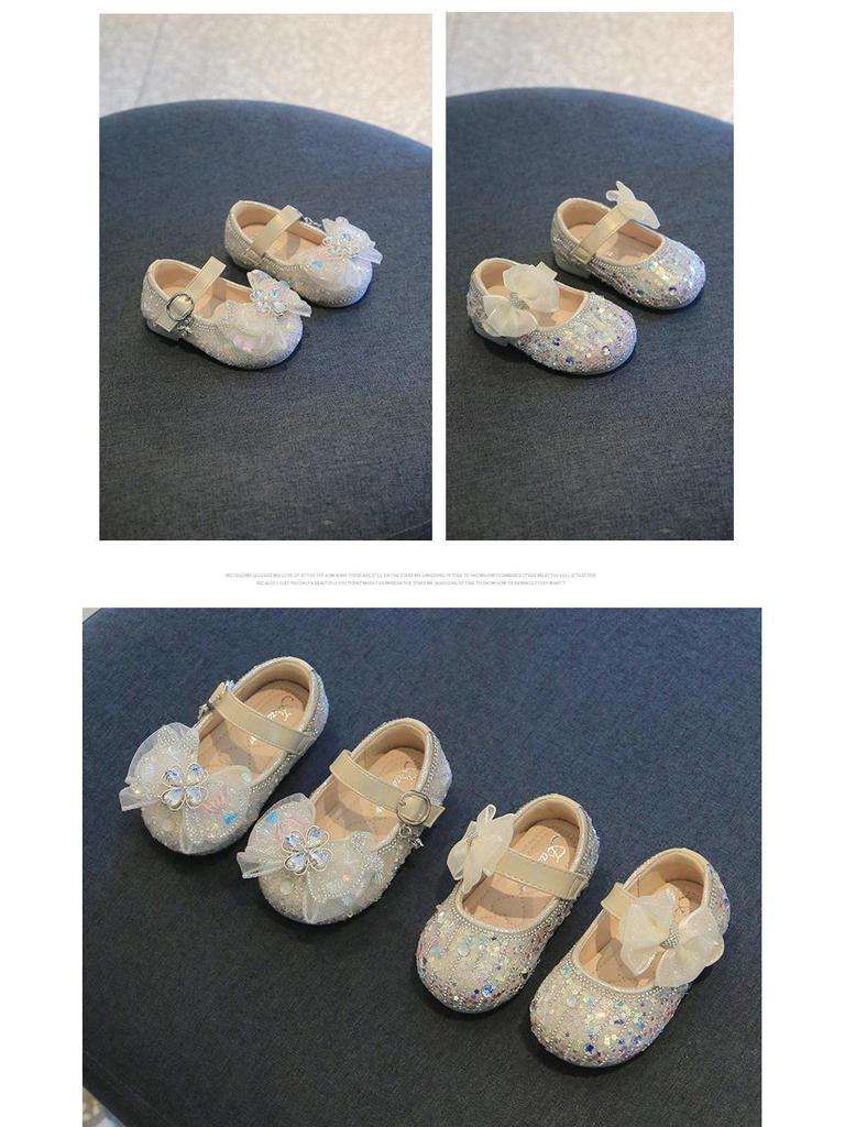 Spring New Arrivals: Baby Girl Crystal Bowknot Soft Sole Princess Shoes - Chic Korean Style