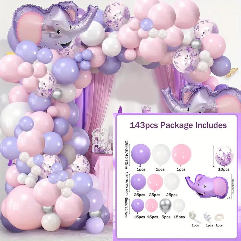 Elephant Baby Shower Foil Balloon Garland Set for Christening & Birthday Party Photo Props