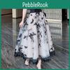 Highwaisted Women Summer Midlength Elegant Net Gauze Skirt Multilayer Lace Contrasting Colors Aline Skirt Female