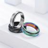 1Pc Fashion Fashion Stripe Rotatable Titanium Steel Ring Daily Wear | As A Gift