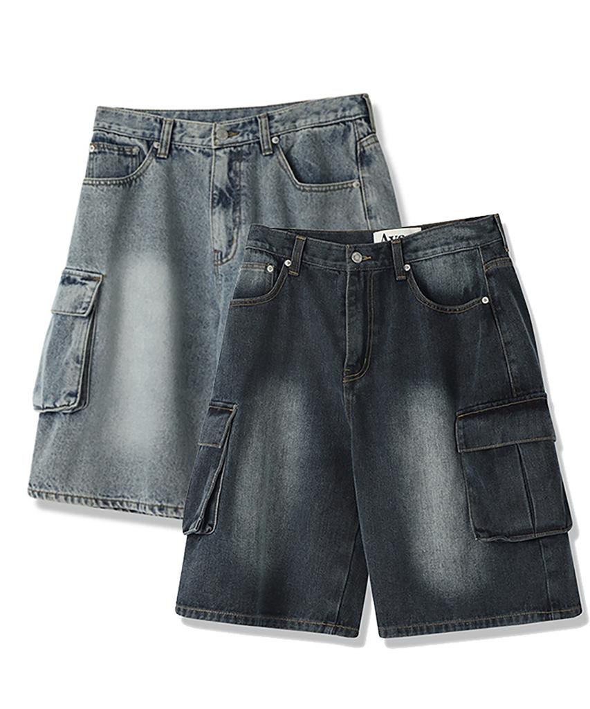 AVANDRESS Wide Cargo Half Denim Pants - 3Col