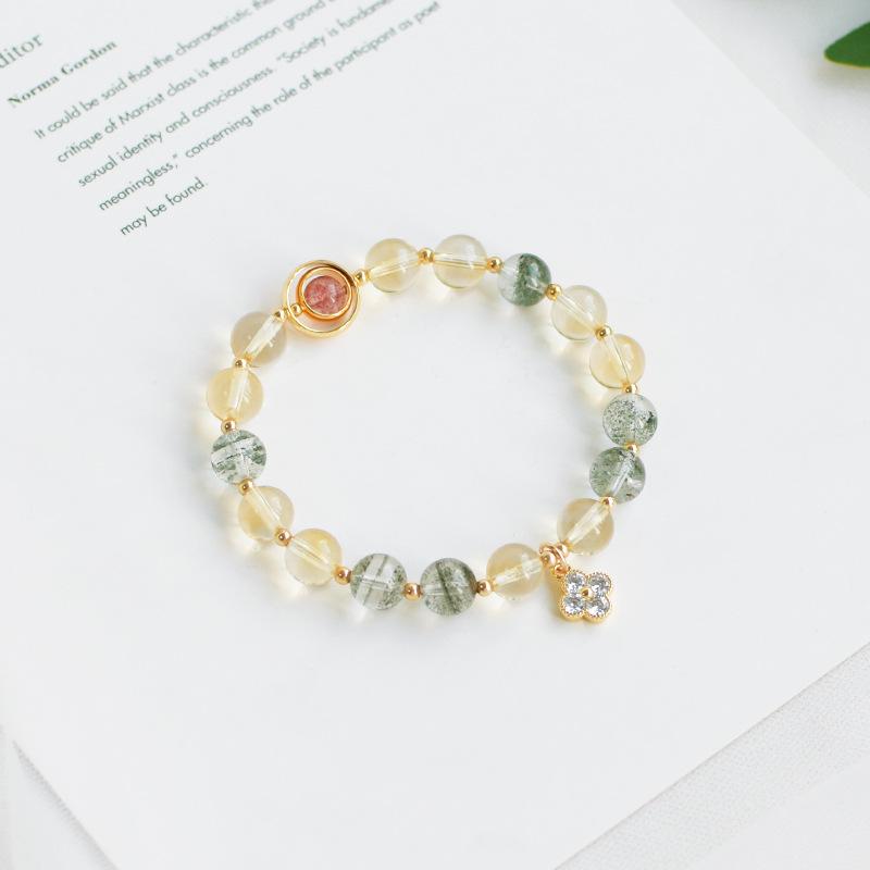 

Натуральный желтый кристалл с зеленым фантомом браслет для женщин, уникальный дизайн, подарок для лучших подруг Default