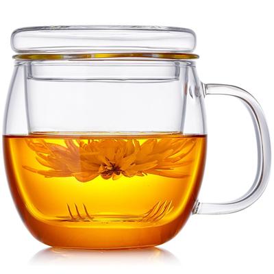 Glass Tea Cup with Infuser and Lid 11oz/350ml Borosilicate Tea Cup Clear Mug for Loose Leaf Tea, Herbal Tea and Tea Bags