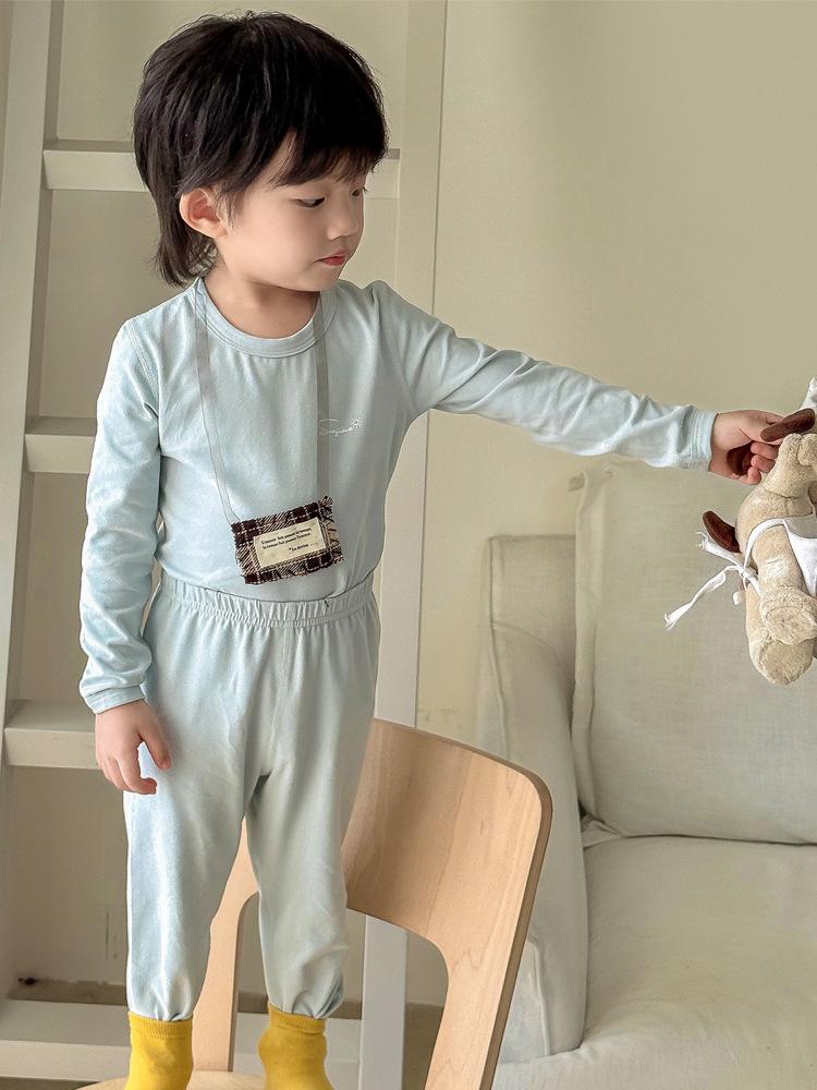 Kids' Lightweight Cotton Underwear Set - Autumn/Winter Pajamas for Elementary Students