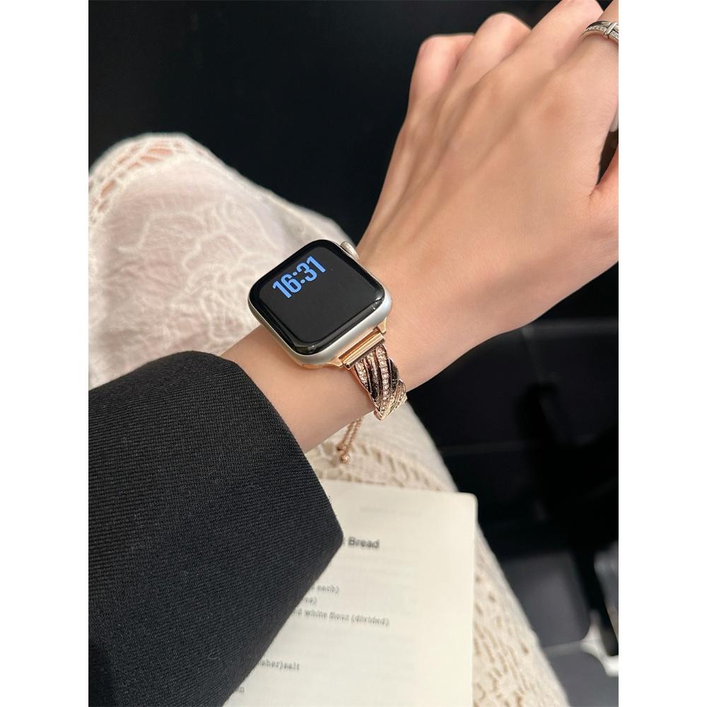 Diagonal Brushed Metal Bracelet Strap Luxury Wristband for Apple Watch 38/40/41/44/45/46/49mm, Compatible with iWatch Series 11 10 9 8 7 SE Ultra