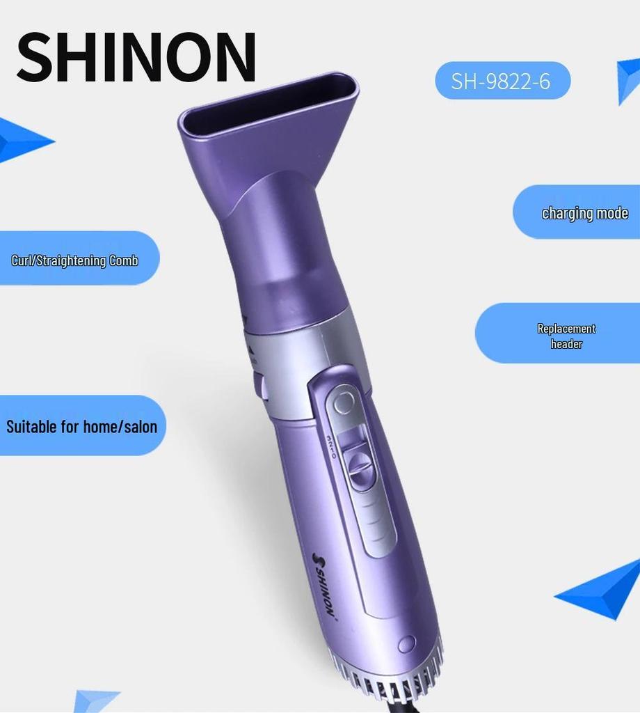 4-in-1 Multifunction Hot Air Brush: Curling Iron, Hair Dryer, Ceramic Straightener (Model 9822-6)