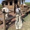 Summer t shirt young girl Fashion vintage Print Women O-Neck cotton T-Shirts Short Sleeve Casual slim Tees Clothes Female white crop top
