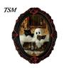 Retro Gothic Room Accessories Halloween Ghost Refrigerator Magnet, Fridge Magnets, Oval Picture Magnetic Magnets Frame Stickers for Kitchen