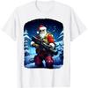 Tactical Santa Gun Graphic Print Men's Cotton Casual Round Neck T-Shirt