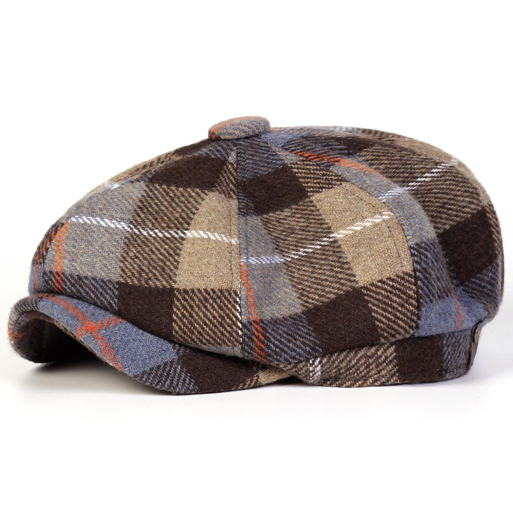 Unisex Retro Plaid Newsboy Caps Men British Painters Hats Spring and Autumn Berets Hip Hop Berets