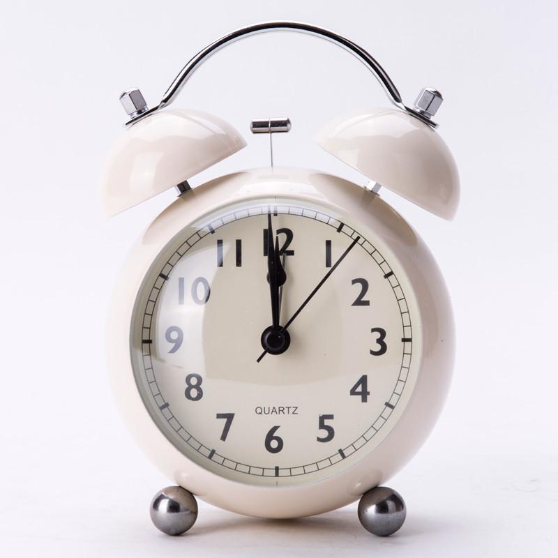 Metal Silent Non-Ticking Bedside Alarm Clock Vintage Twin Bell Desk Clock with Backlight for Heavy Sleepers, Kids