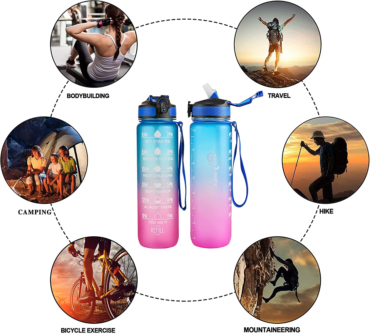 Borraccia Bambini 500Ml, Borraccia Motivazionale Con Indicazione Del