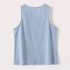 Women Summer Vest Round Neck Sleeveless Loose Fit Tops Solid Color Button Placket Design Tank Tops Streetwear