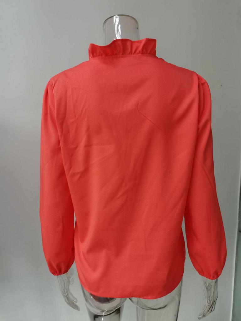 Frühling/Sommer 2023 Damen Langarm Rüschenbluse Europäischer & Amerikanischer Stil