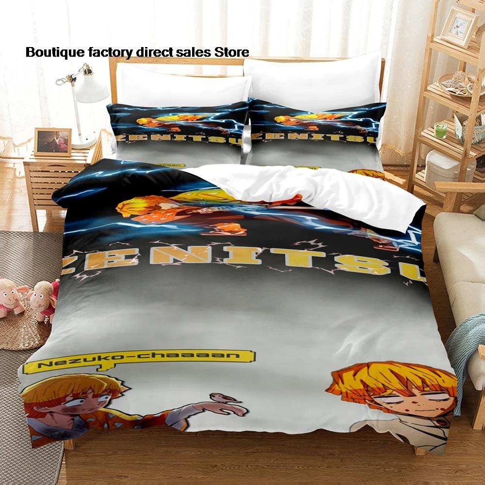Zenitsu Agatsuma Bedding Set Single Twin Full Queen King Size Bed Set Aldult Kid Bedroom Duvetcover Sets bed sheet set 2