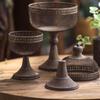 European Vintage Wrought Iron Tall Vase Desktop Flower Pot Container Antique Distressed Art Craft Ornament for Home Decor