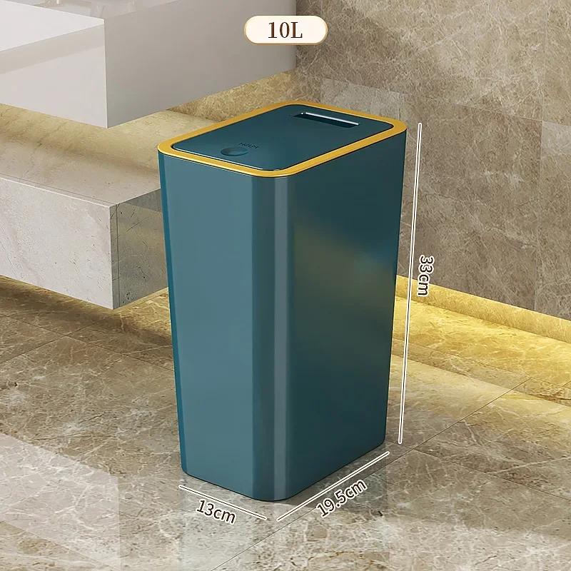 10L Geruchsdichter Mülleimer mit Ein-Knopf-Bedienung Modernes Design Langlebiger Kunststoff Badezimmer Kücheneimer Platzsparend Auslaufsicher