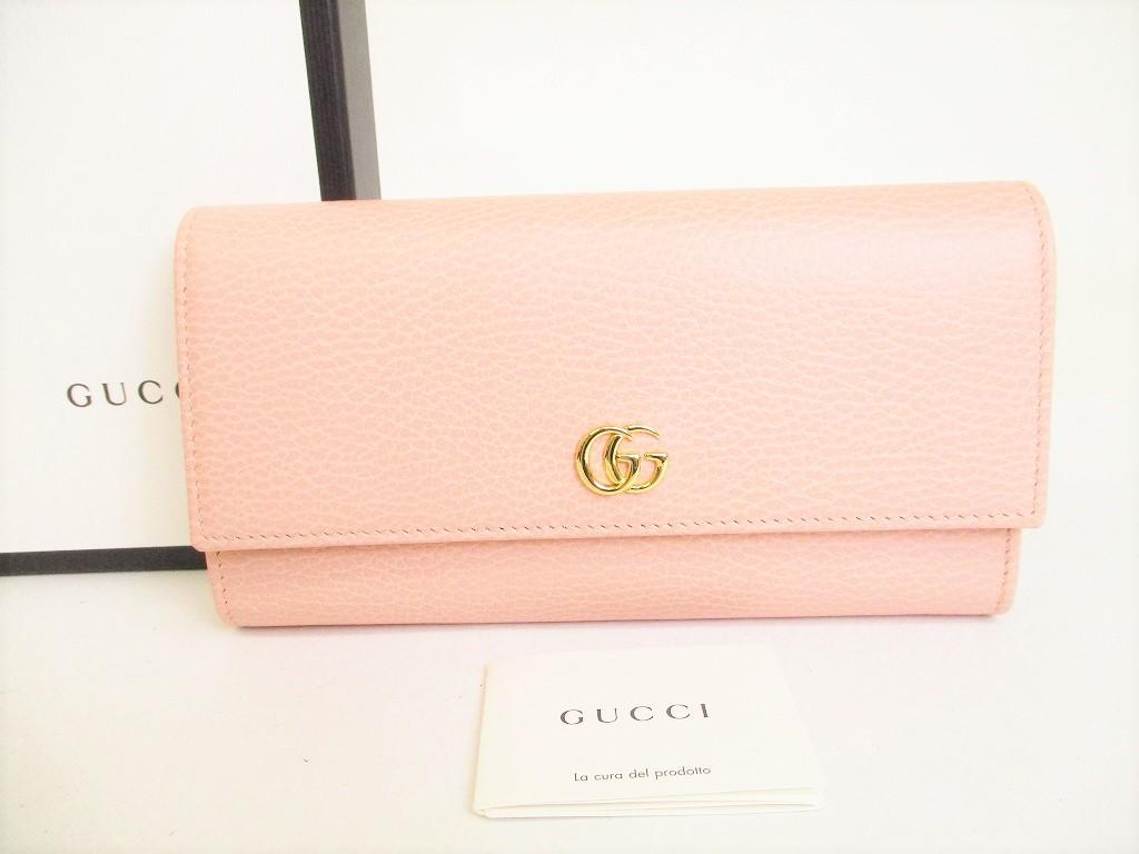 

Authentic GUCCI Marmont G Pink Leather Bifold Flap Long Wallet Purse #9024 Refurbished
