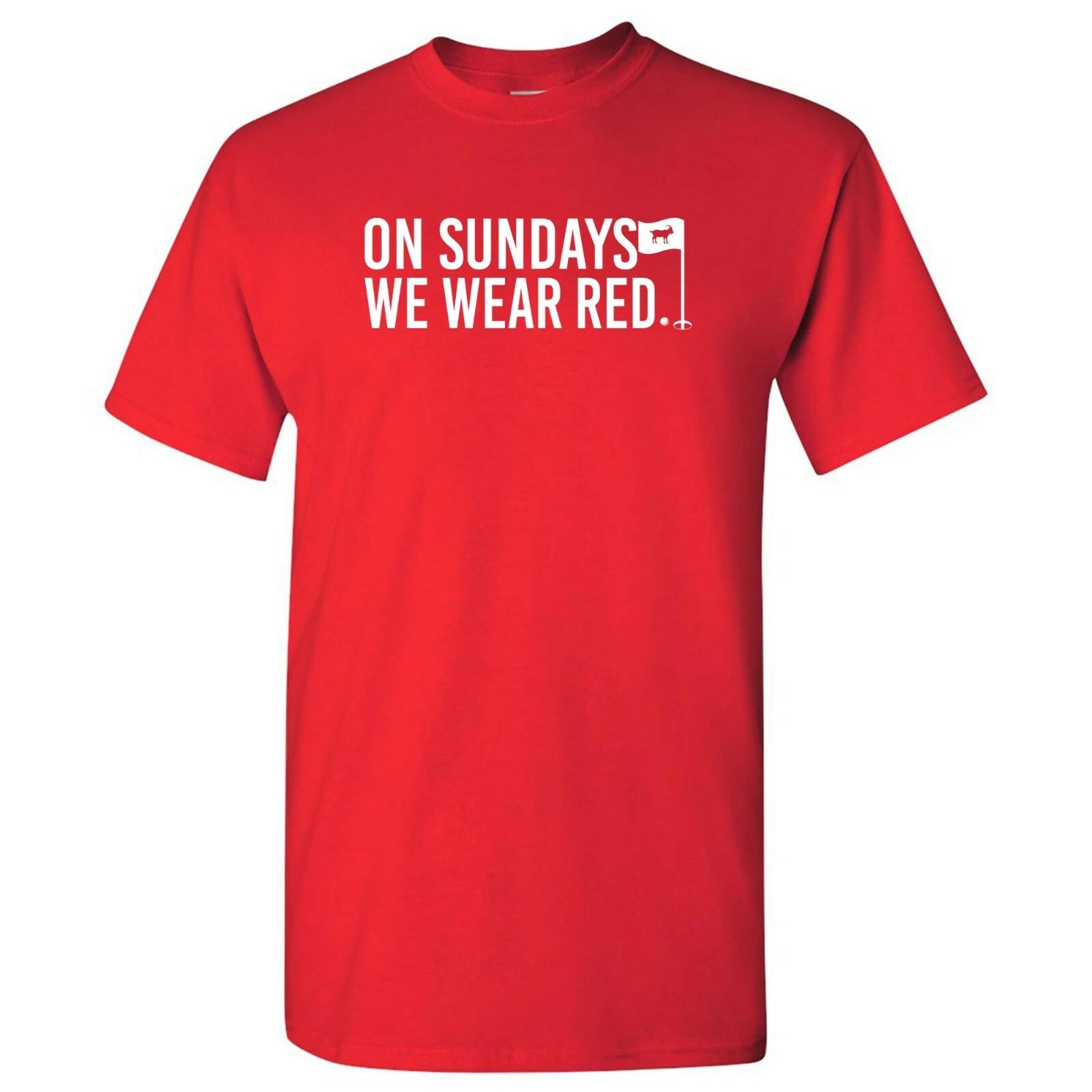 

On Sundays We Wear Red - Funny Tiger Golf Major T Shirt - Red 2XL