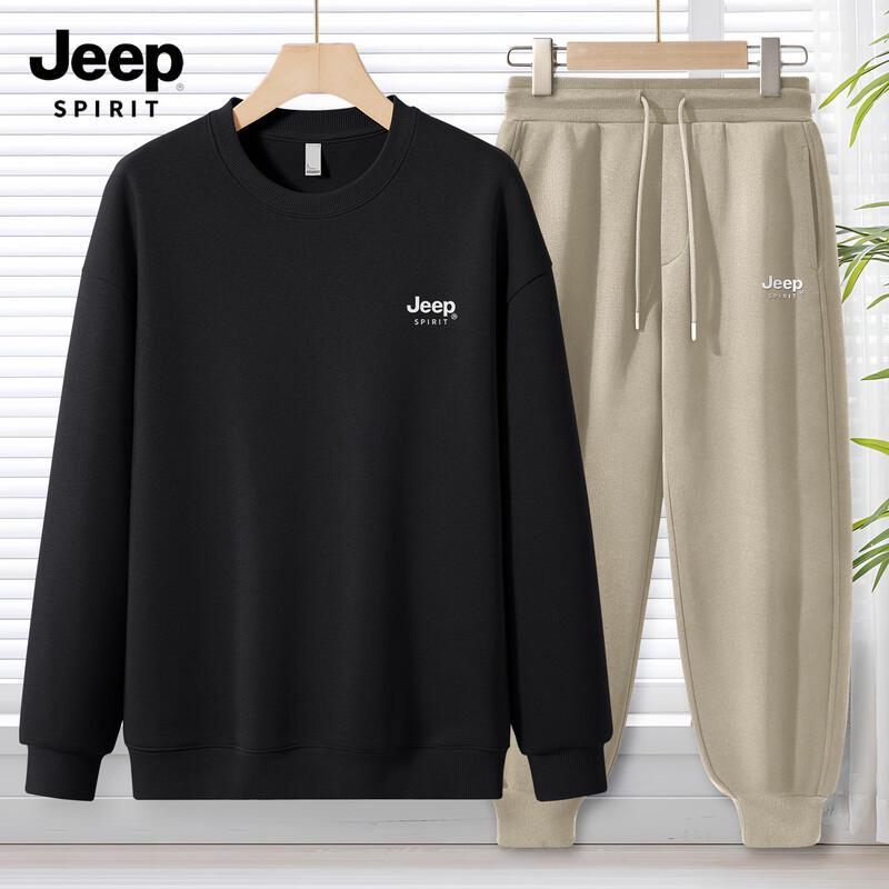 JEEP SPIRIT Men's 2025 Autumn Loose Fit Sweatshirt & Sweatpants Set