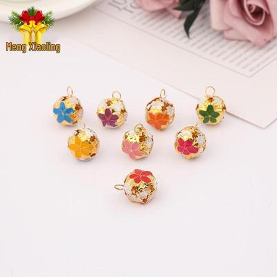 Cloisonné Colored Pet Headwear Bells: Handmade Hollow Flower Bells In 12/14/18mm