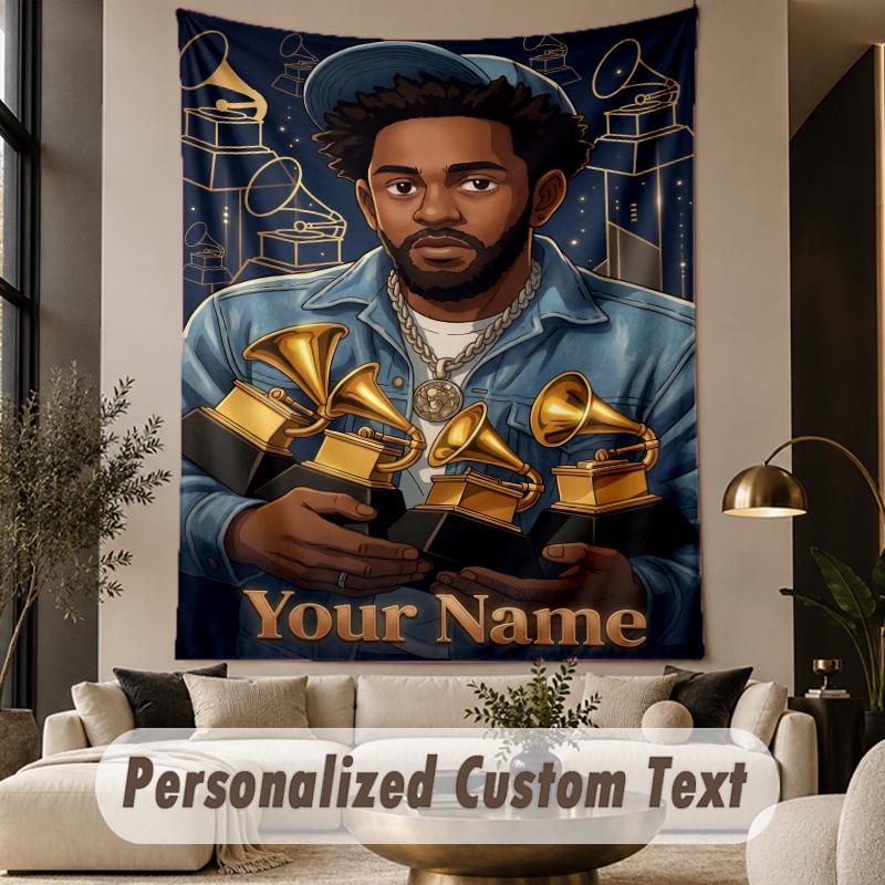 Custom Text Printed Tapestry Kendrick Lamar Pattern Large Wall Hanging Indoor Room Decor